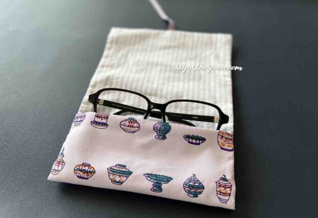タイコットン「コマパット」の布で作った眼鏡（サングラス）ケース