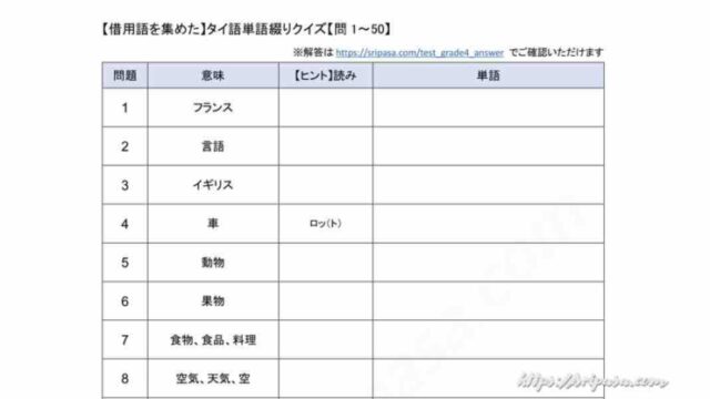 タイ語単語綴りクイズ